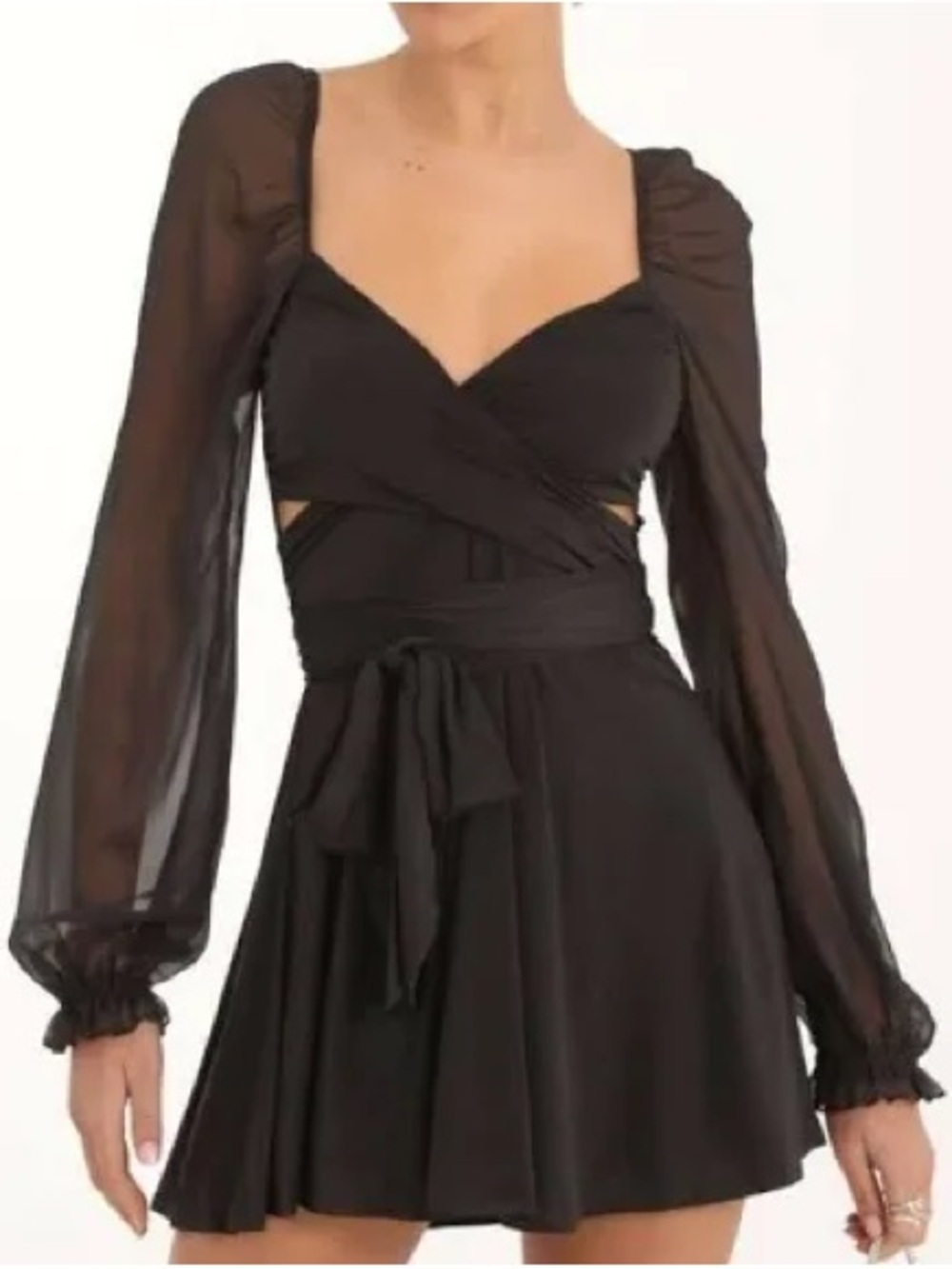 Lucy in the Sky Black Women's Long Sleeve Wrap Dress